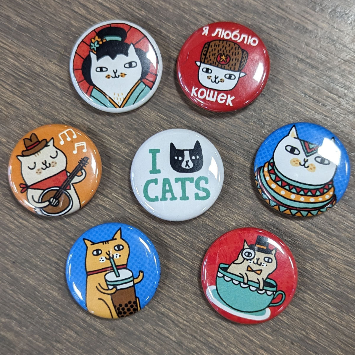 Love Cats Buttons - In Store Only