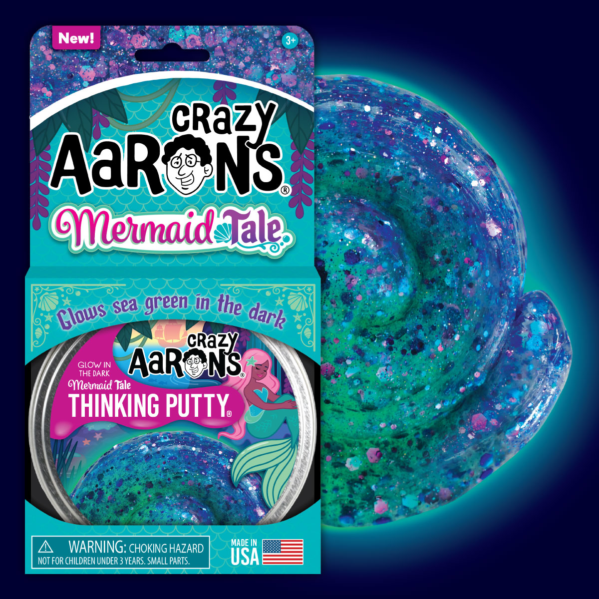Crazy Aaron's Mermaid Tale GlowBrights Thinking Putty