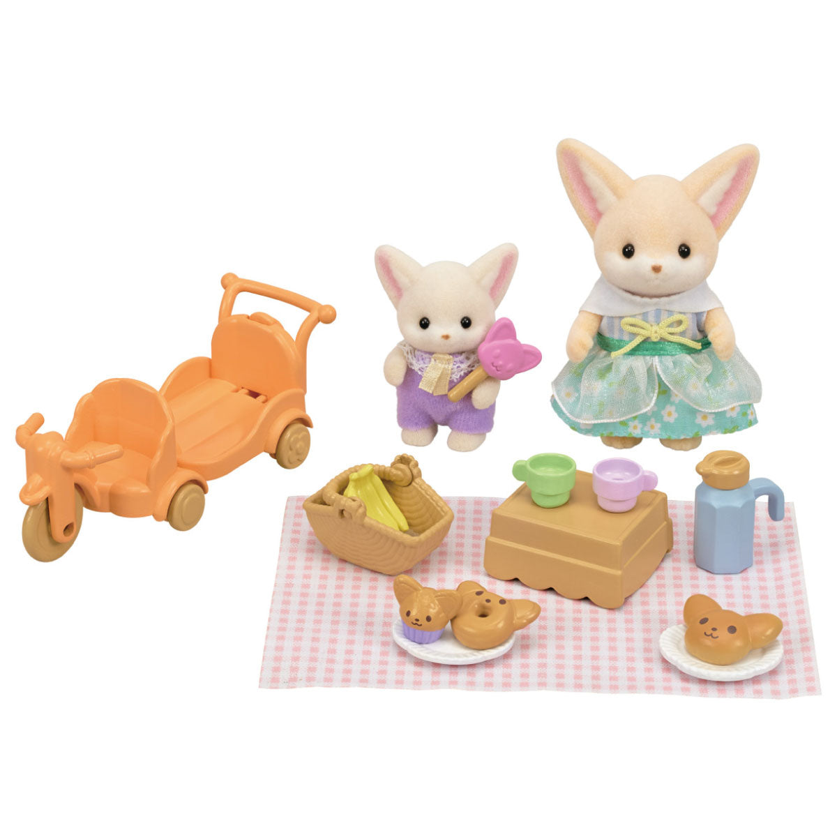 Calico Critters Sunny Picnic Set with Fennec Fox Sister & Baby