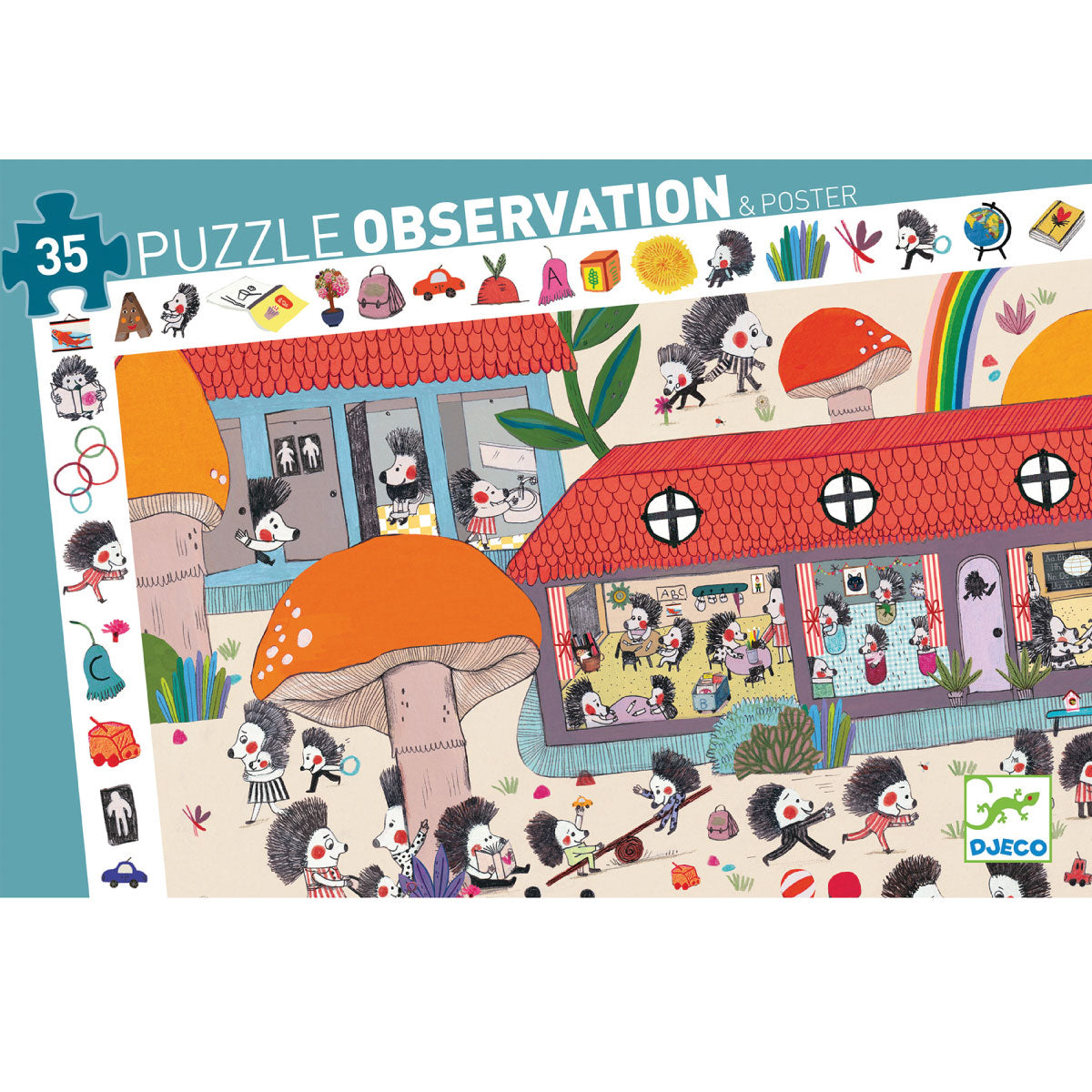 Observation Puzzle - Hedgehog School 35pc Jigsaw from Djeco