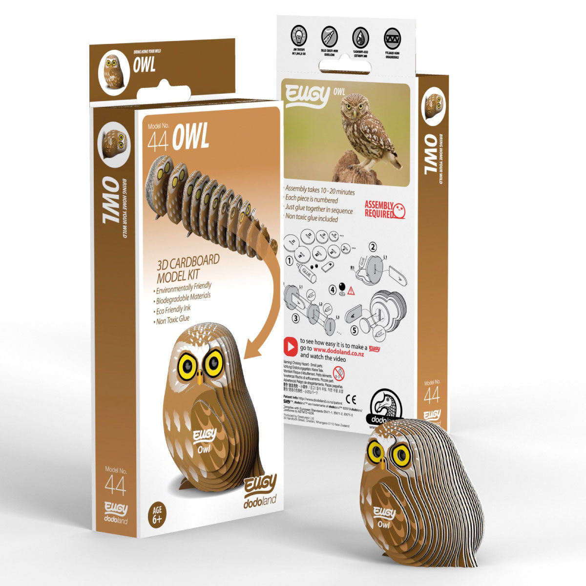 Eugy Owl 3-D Cardboard Model Kit