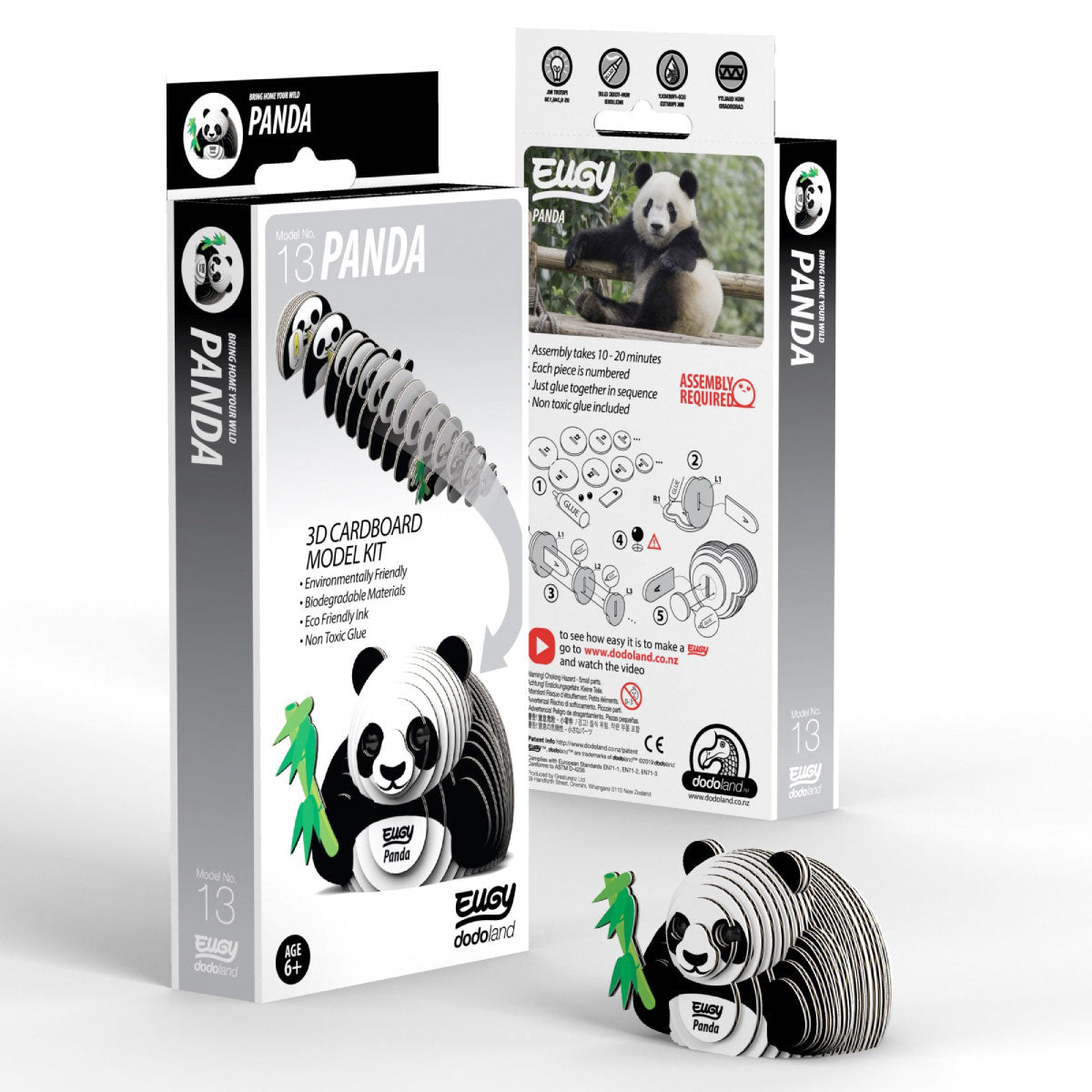 Eugy Panda 3-D Cardboard Model Kit