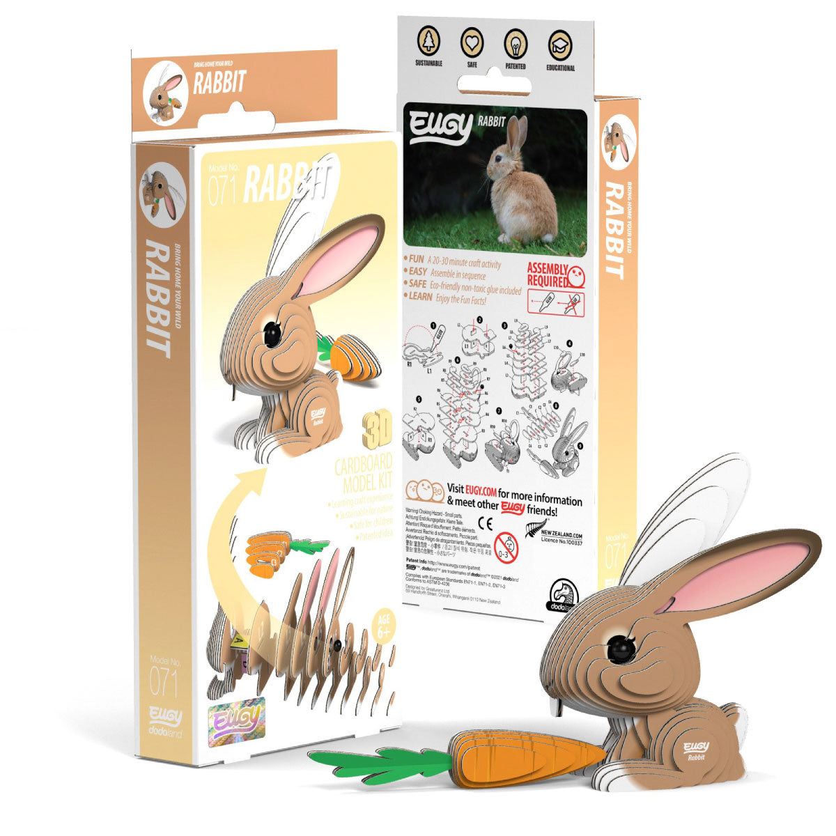 Eugy Rabbit 3-D Cardboard Model Kit