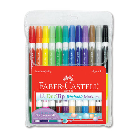 Faber-Castell 12 DuoTip Washable Markers - 24 Colors