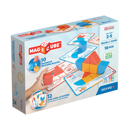 GeoMag MagiCube Blocks & Cards 16 Piece Set