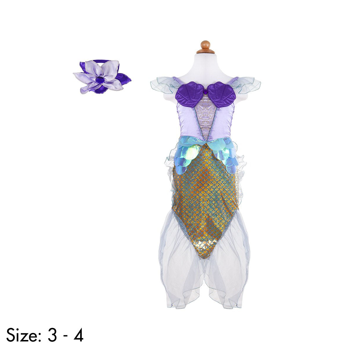 Great Pretenders Lilac Mermaid Dress with Headband Size 3 - 4