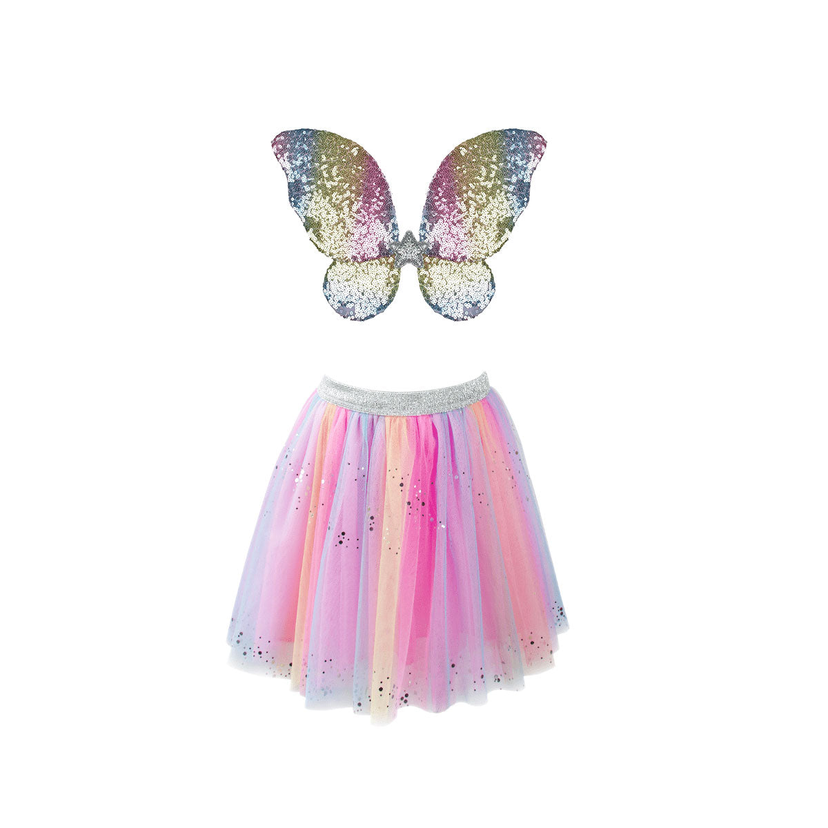 Rainbow Sequins Skirt, Wings and Wand Set from Great Pretenders