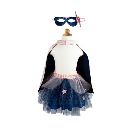 Super Duper Tutu with Cape & Mask - Navy/Pink from Great Pretenders