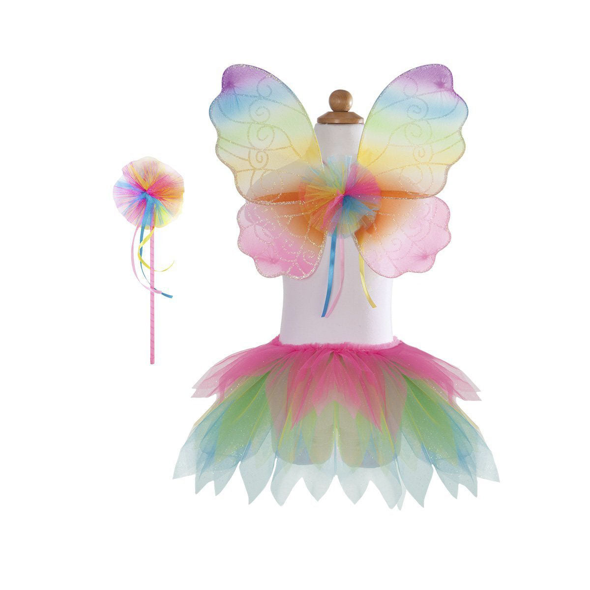 Neon Rainbow Tutu, Wings, & Wand from Great Pretenders