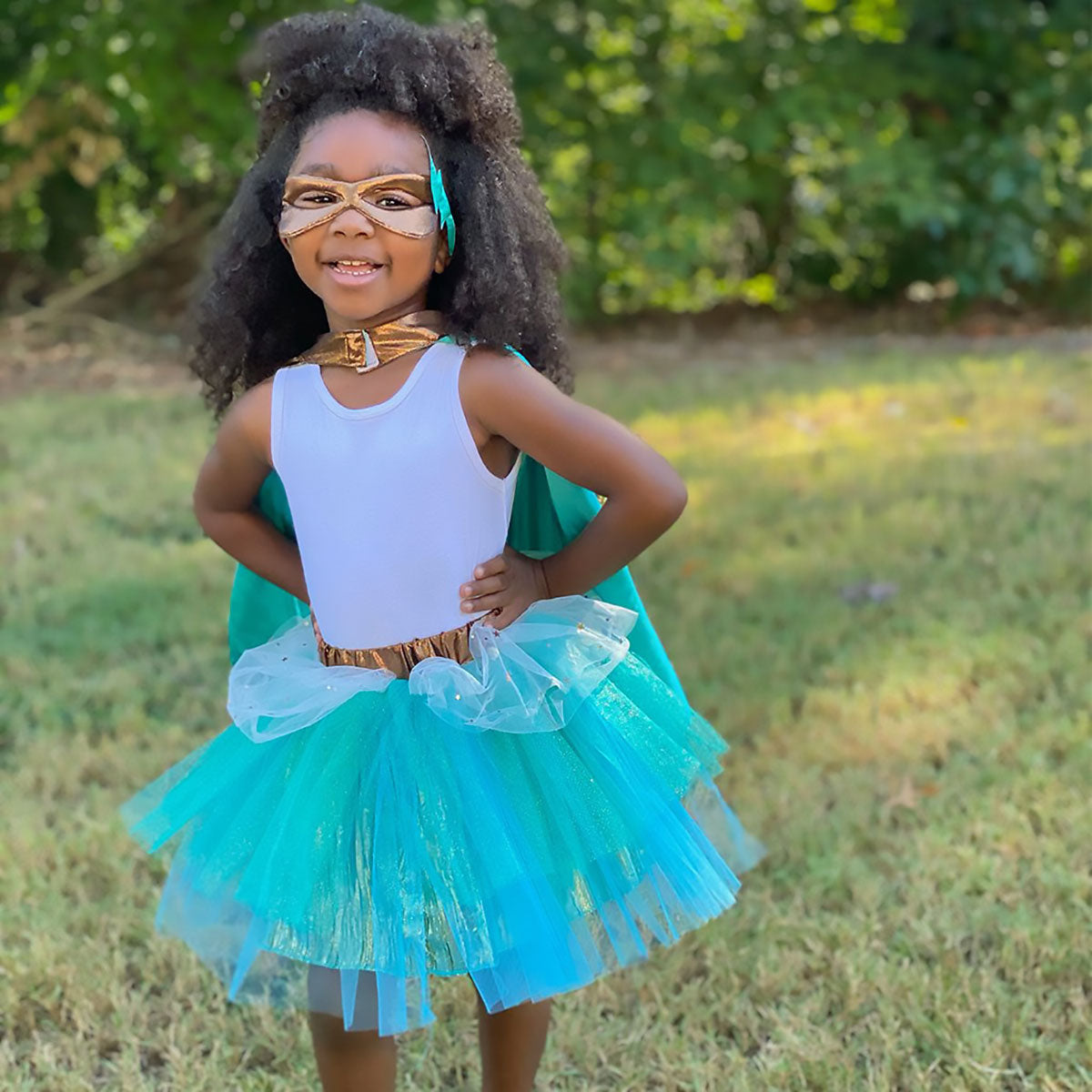 Super Duper Tutu with Cape & Mask - Copper/Teal from Great Pretenders