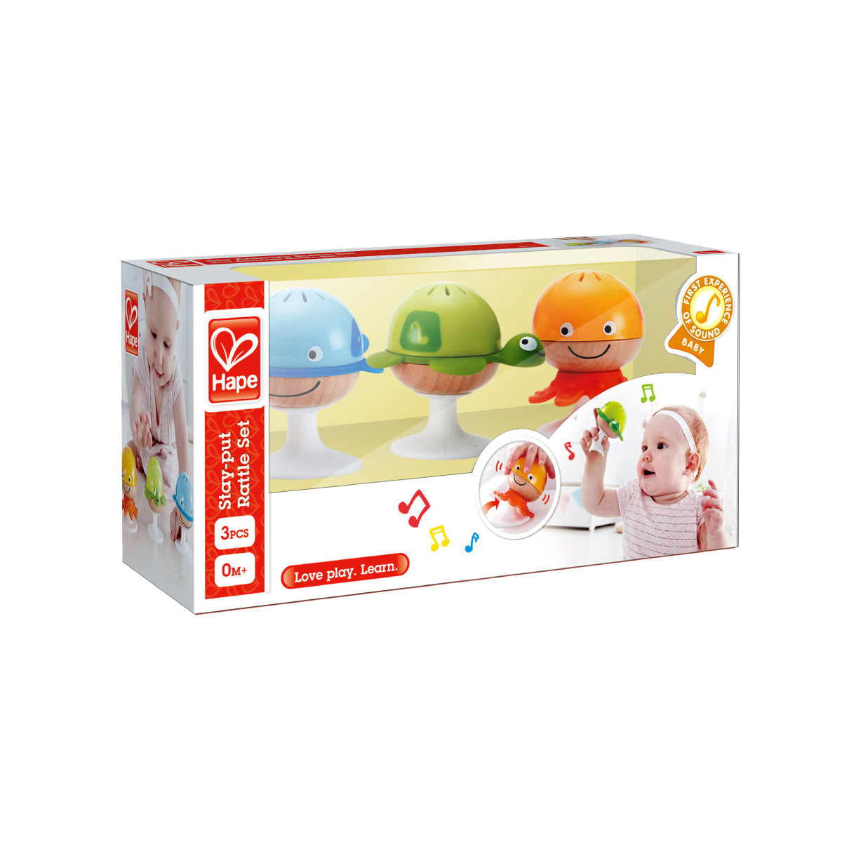 Hape Stay-Put Rattle 3pc Set