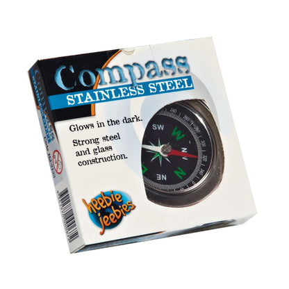 Heebie Jeebies Stainless Steel Compass with Glow In the Dark Dial