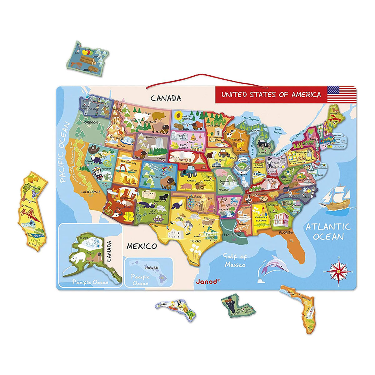 Janod Magnetic United States Map Puzzle