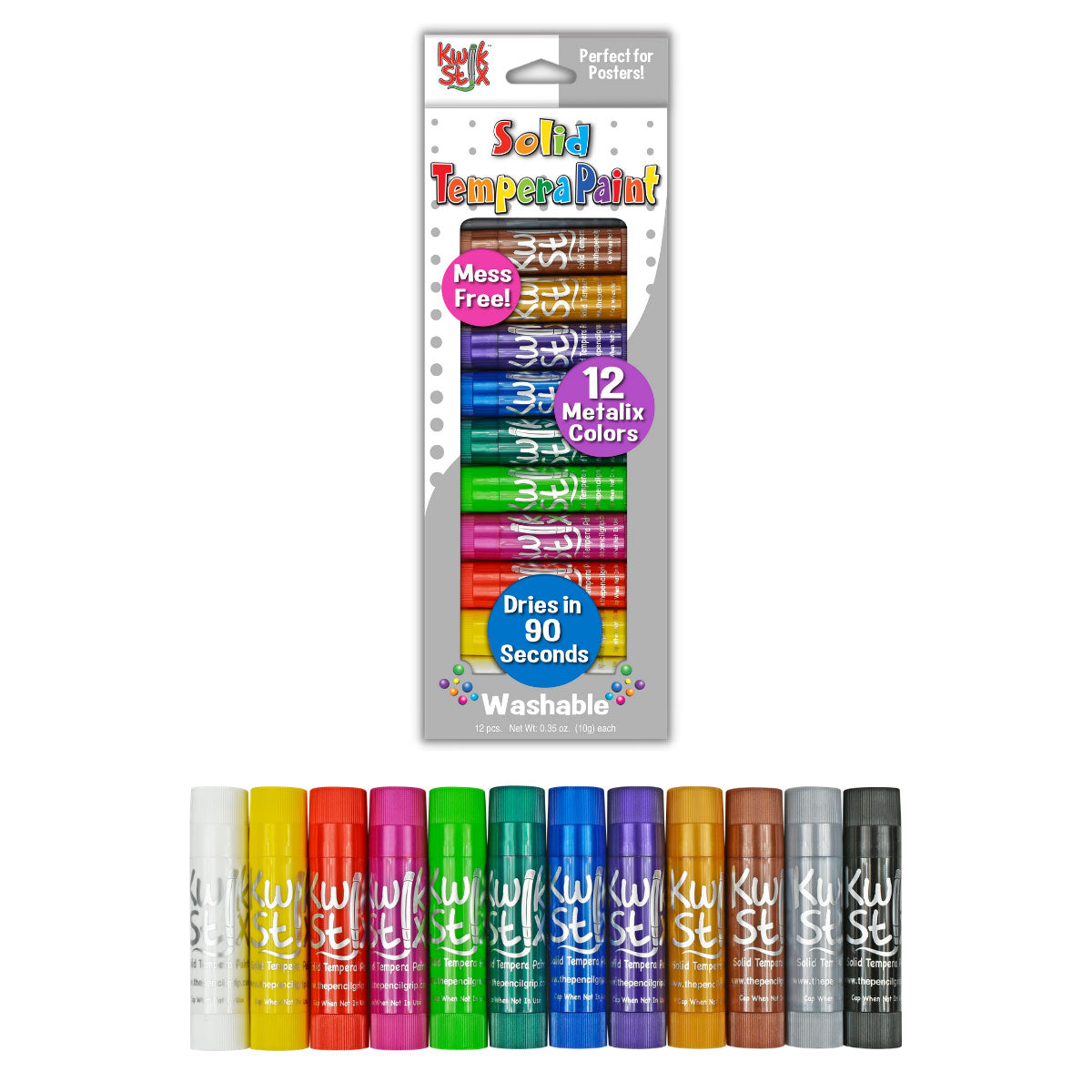 Kwik Stix Metallix Broad Tip 12 ct Solid Tempera Paints from The Pencil Grip Co