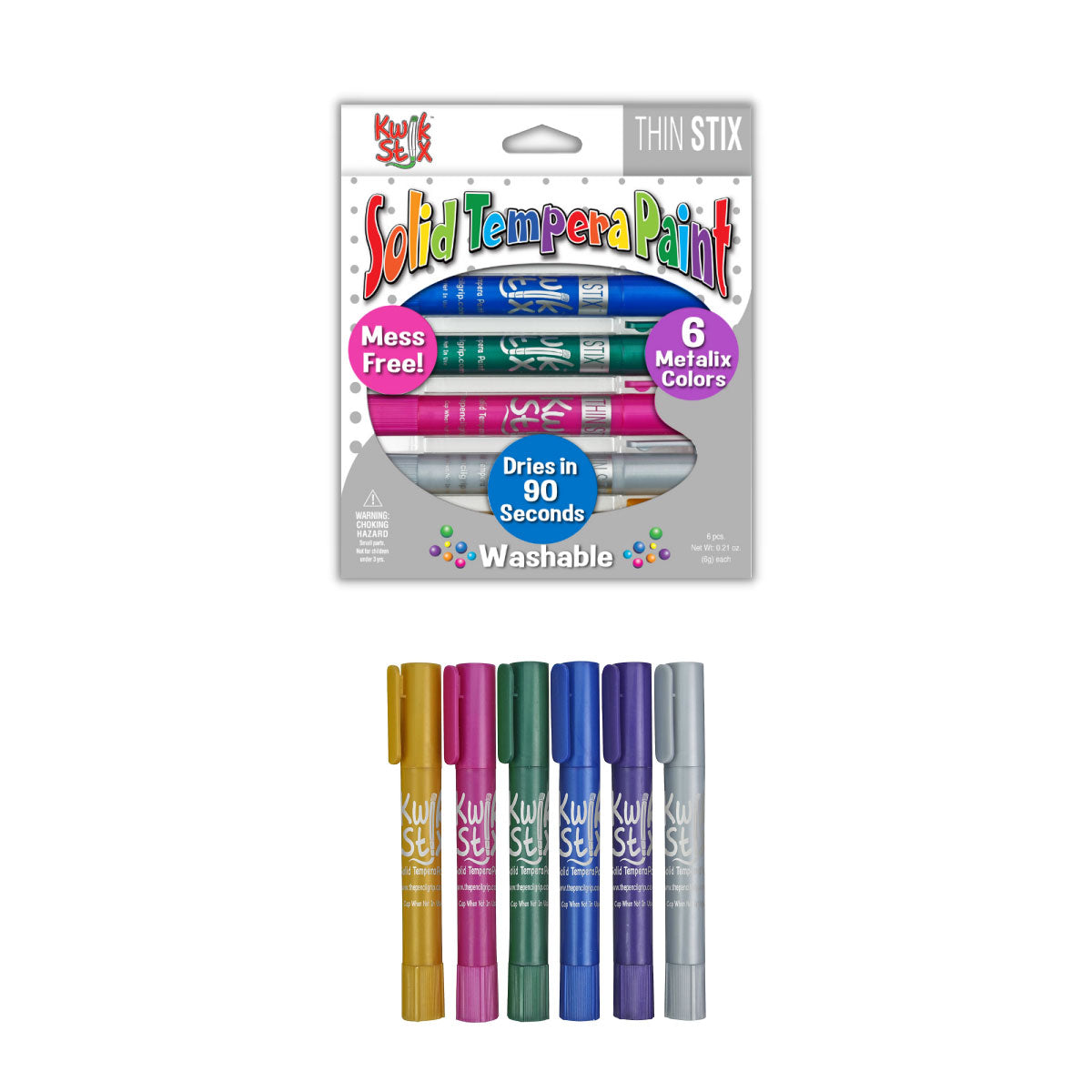 Kwik Stix Metallix Thin tip 6ct Solid Tempera Paints from The Pencil Grip Co
