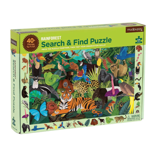 Search & Find Puzzle - Rainforest - 64 pc Mudpuppy Jigsaw Puzzle
