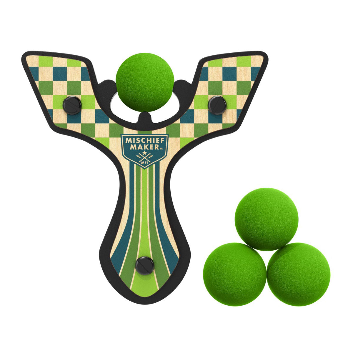 Green Checkered Mischief Maker Racing Series Slingshot