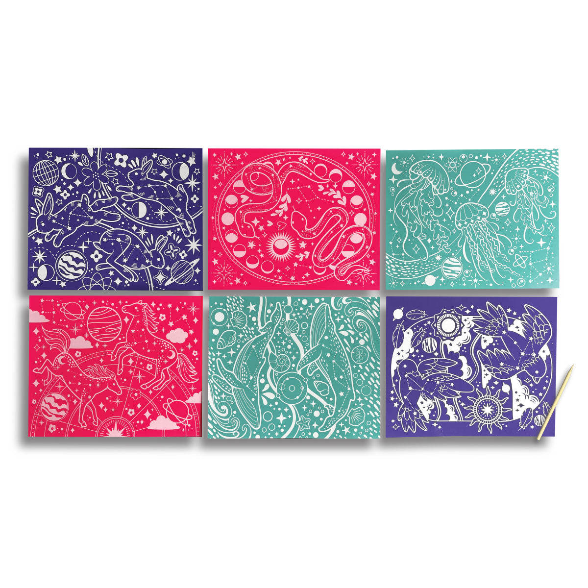 Ooly Scratch And Shine Foil Scratch Art Kit - Celestial Skies