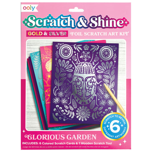 Ooly Scratch & Shine Foil Scratch Art Kit - Glorious Garden