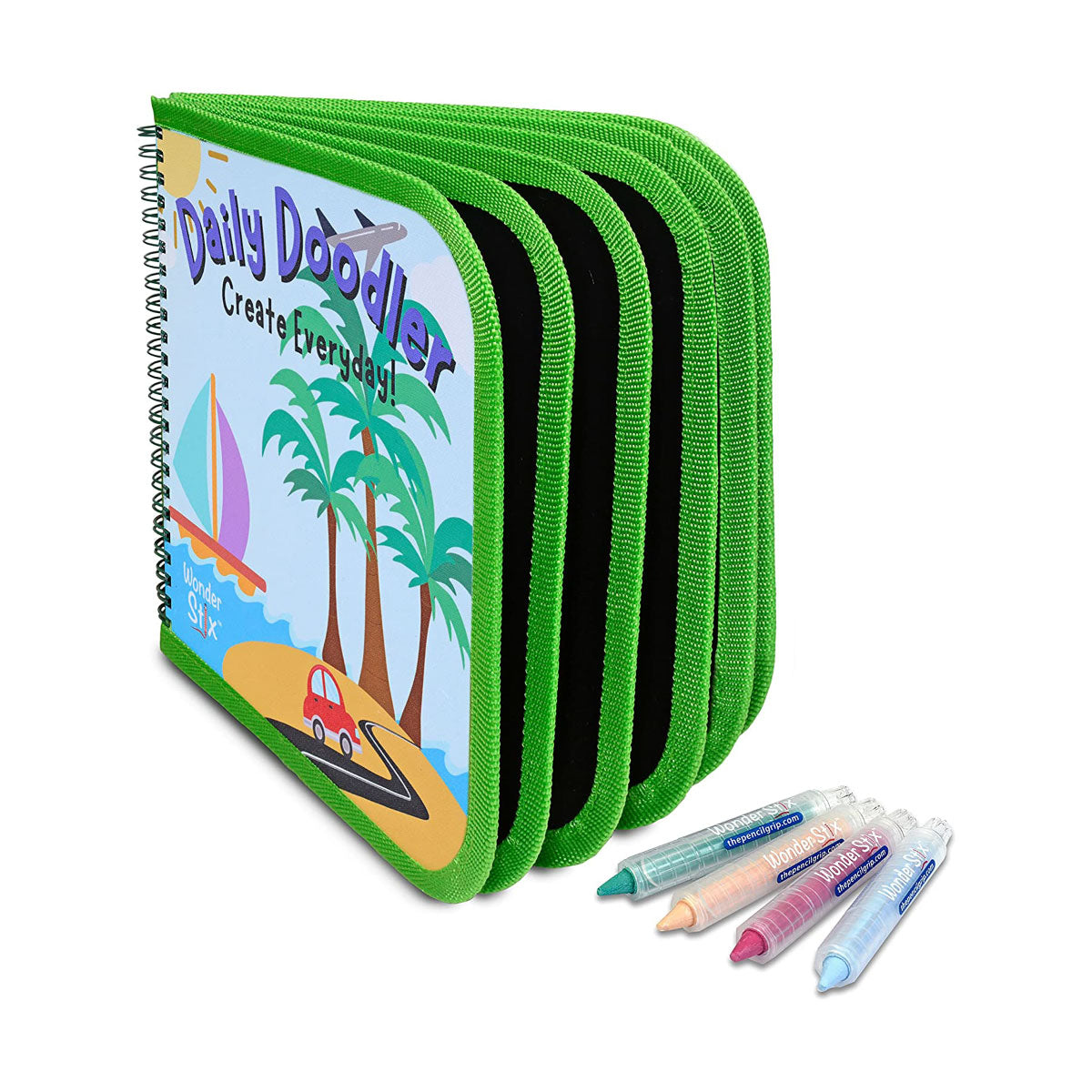 Daily Doodler Travel Reusable Book with 4 Wonder Stix