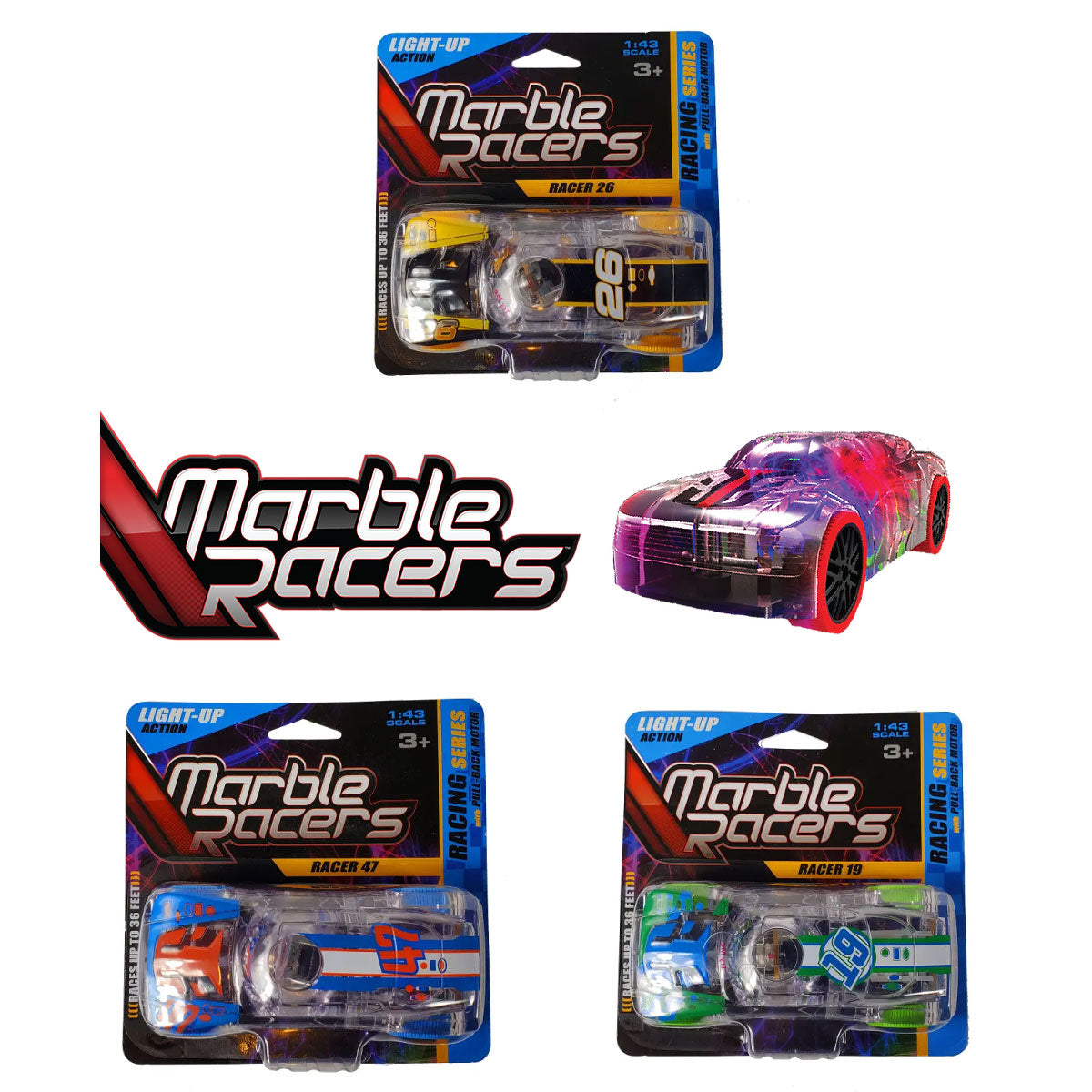 SD Toyz Pull Back LED Marble Racers