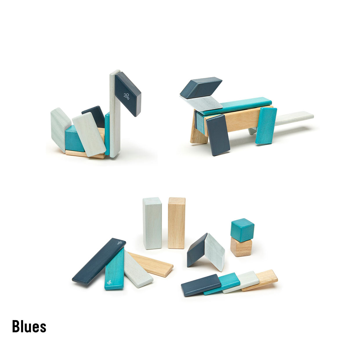Tegu Classic Blocks - 14 Piece Blues Set