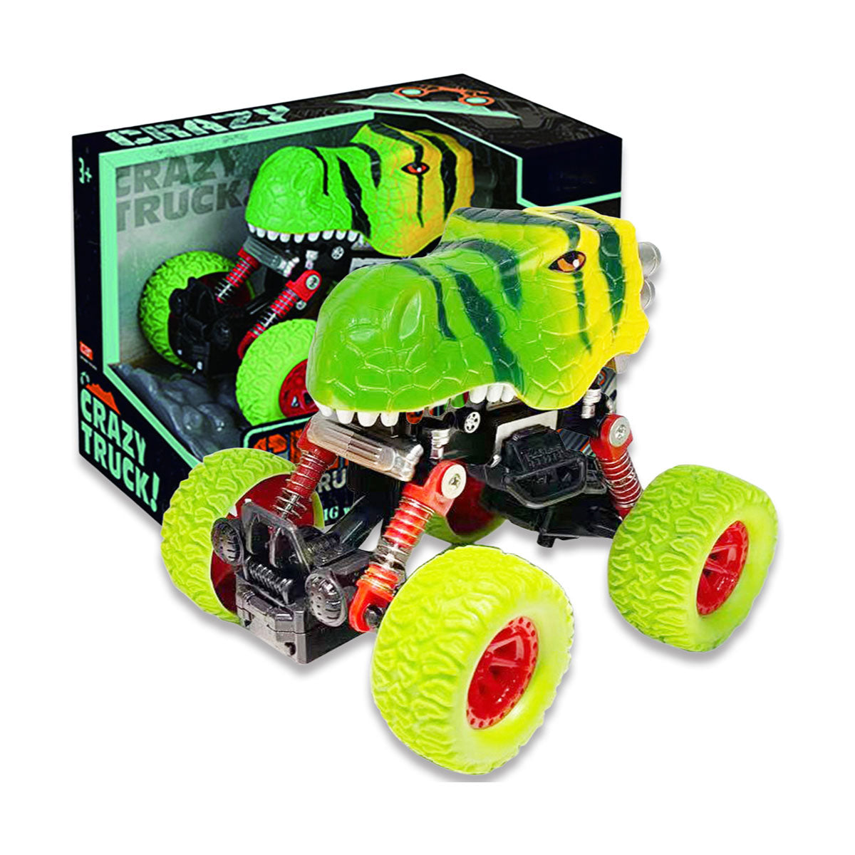 Crazy Truck Pull Back Dinosaur Jurassic Green