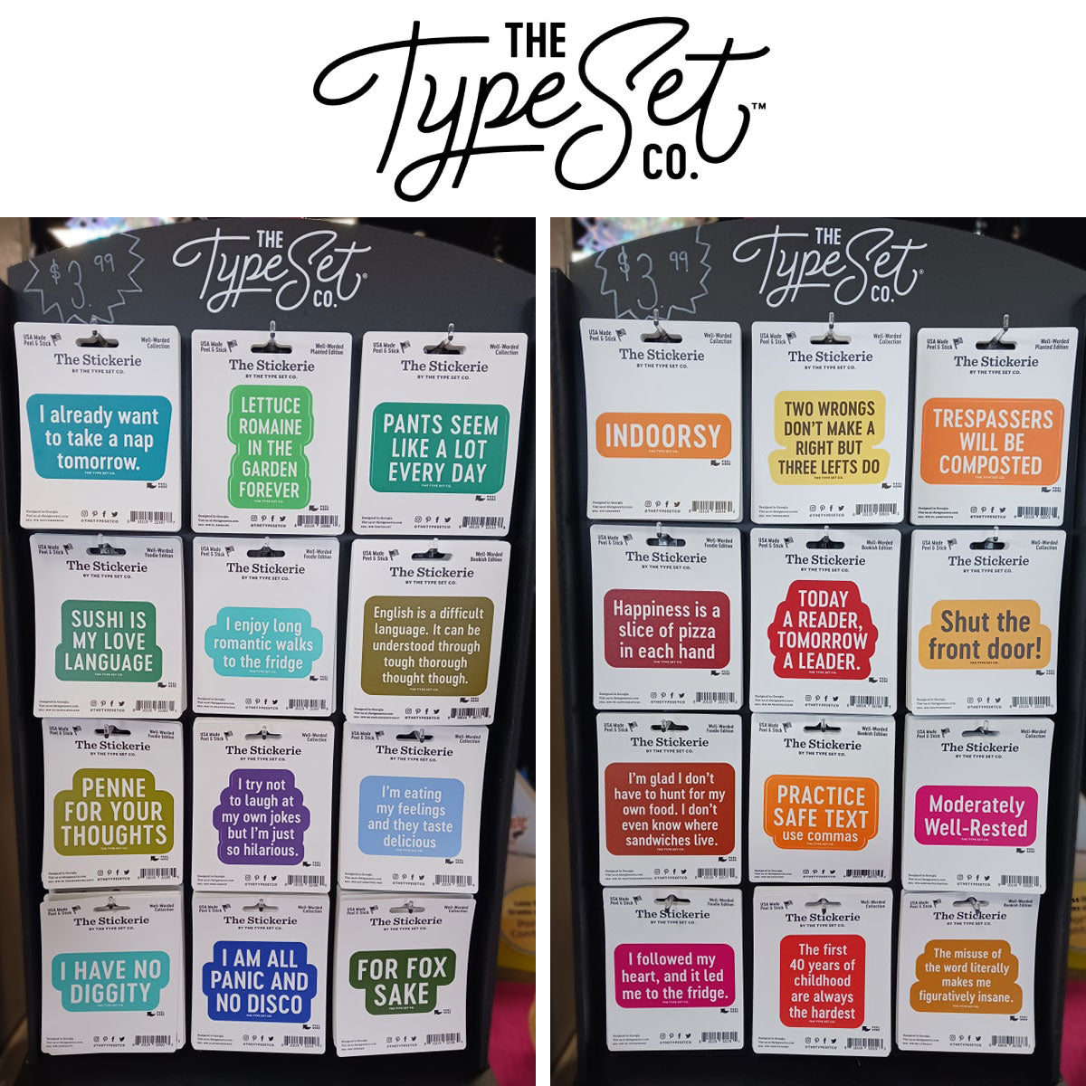 The Type Set Co Stickerie Vinyl Stickers - In Store Only